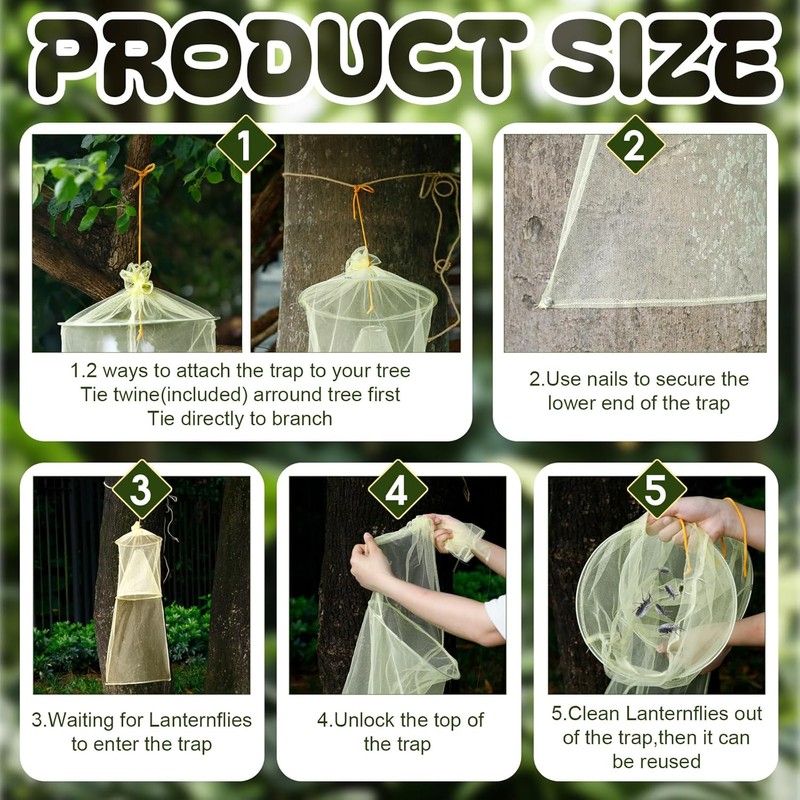Qualirey 2 Pack Spotted Lanternfly Traps Lantern Fly Killer Mesh
