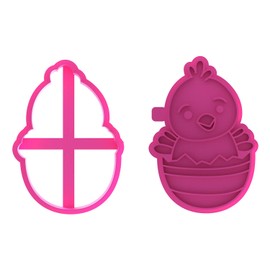 LissieLou Easter Chick Large Cookie Cutter and Stamp Easter Icing Stamp Fondant Embosser - Light Pink