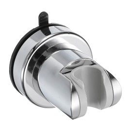 sourcing map Shower Head Holder, Suction Cup Shower Head Holder, Handheld Removable Showerhead and Wall Mounted Suction Bracket (Round, Silver)