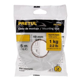 Pretul CDC-1950P Cinta doble cara de 19 mm x 5 m Pretul, color, Longitud 5 m, pack of/paquete de 1