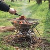 CAMPINGMOON Stainless Steel Foldable Camping Grills Portable Wood Burning Charcoal