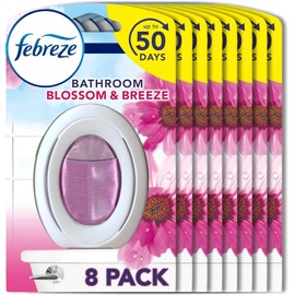 Febreze Bathroom Air Freshener, Odour Eliminator, Blossom & Breeze, 8 Count