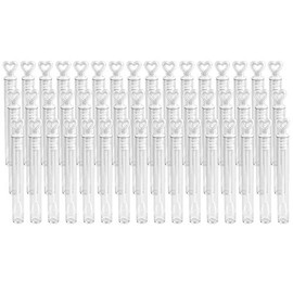 Wedding Soap Bubbles Filled with 5 ml Liquid, 48 Tubes with Heart Handle, Each 10.5 x 1 cm