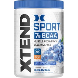 XTEND Sport BCAA Powder Blue Raspberry Ice - Electrolyte Powder for Recovery & Hydration with Amino Acids - 30 Servings