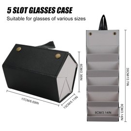 JUMRHFAN Sunglasses Organiser Travel Glasses Case Foldable Multiple Pairs Glasses Storage Box Hanging Glasses Holder Black, black