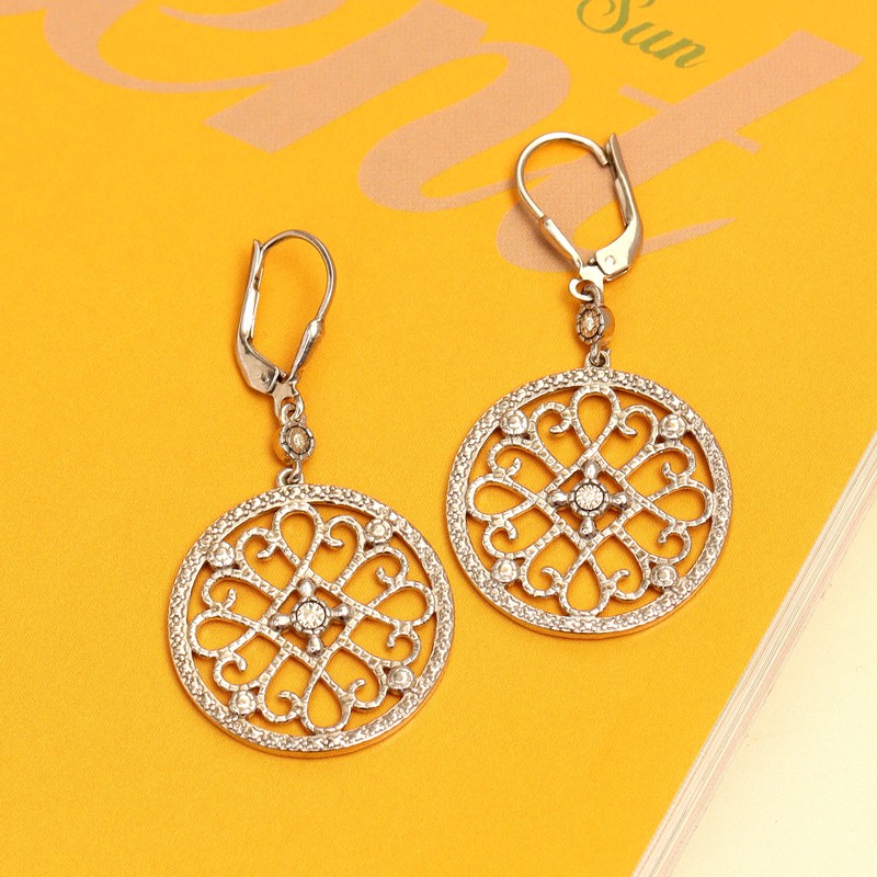 LeCalla 925 Sterling Silver Drop Earrings Light Filigree Heart Knot