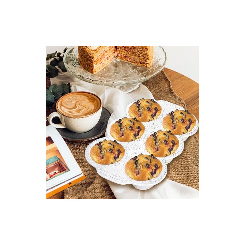 Hiceeden Pack of 2 6 Cups Ceramic Muffin Mould Non-Stick