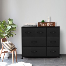 AZL1 Life Concept Dresser Storage Furniture Organizer-Large Standing Unit for Bedroom, Office, Entryway, Living Room and Closet-7 Removable Fabric Drawers, Black
