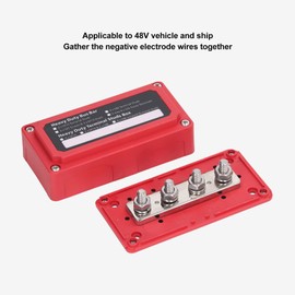 48V 300A DC Busbar Terminal Block, Box, Power Distribution M8 Screw Rail, 6-Piece Removable Window Type Design, Robust Module Design Block Busbar (Red)