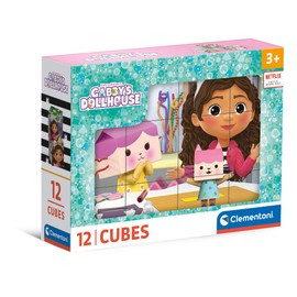 Clementoni Gabby's Dollhouse 12 Cube Puzzle Children - Skill Game for Children from 3 Years - Sensory & Motor Skills Toy 41193