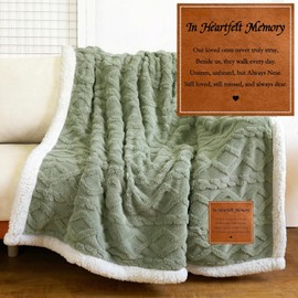 Memorial Blanket Sympathy Gift, Bereavement Gifts for Loss of Mom Dad, in Loving Memory Throw, Soft Plush Condolence Blanket for Funeral Remembrance 50x60 Green