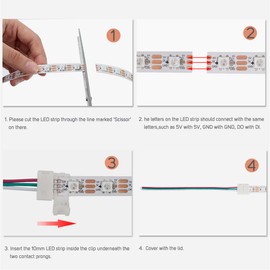 BTF-LIGHTING 10PCS 3Pin 10mm Wide Single End with 15cm Long Cable LED Strip Solderless DIY Connector Adapter Conductor for WS2811 WS2812B SK6812 LED Flexible Light Can't Support ALTOVE LED Strip