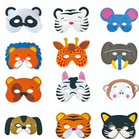[Ｚｅａｉｉｓｉｙ] 12枚 お面 可愛い 仮面 動物 ハロウィン マスク 写真撮影小道具 仮面舞踏会 誕生日 パーティーグッズ コスチューム パーティー用品 子供用 贈り物