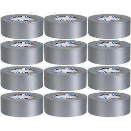 Oleitodh Silver Heavy Duty Duct Tape Bulk 12 Pack -2 inch 60 Yards Each,Strong No Residue, All-Weather, Tear by Hand, Waterproof Gray Tape for Indoor Outdoor Use,Multi Purpose Home Repair