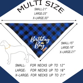 Realeaf Birthday Boy Dog Bandana, Dog Birthday Party Supplies,Premium Durable Fabric,Buffalo Bandana for Medium and Large Dogs Pets(Blue Paid, Large)