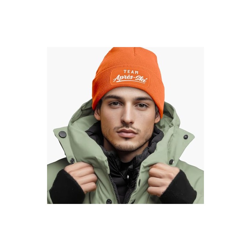 MoonWorks® Men's Beanie with Patch Knitted Hat with Saying Skiing