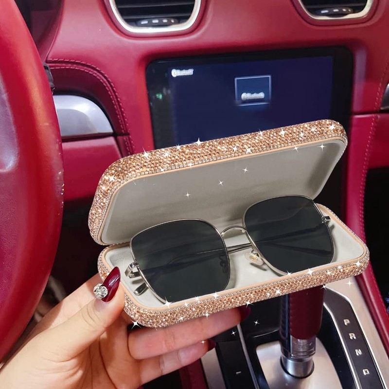 Blueshyhall Sunglasses Case Hard Case Glitter Bling Glasses Case with