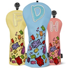 Golf Club Covers for Woods and Driver, Gummy Bears Pattern Headcover, Golf Headcovers for Kids Youth Girls Boys (Set (D F H))