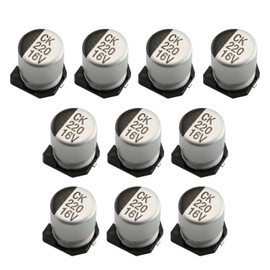 Tegg Capacitor 10PCS 220uF 16V 20% SMD Aluminium Electrolytic Capacitors for Arduino