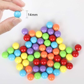 Witlans 60pcs Chinese Checker Replacement Balls, 6 Solid Color 14mm Acrylic Marbles for Marble Run, Aggravation, Traditional Marbles Games