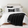 Battilo Black Throw Blanket with Fringe, Bed Throws for Home