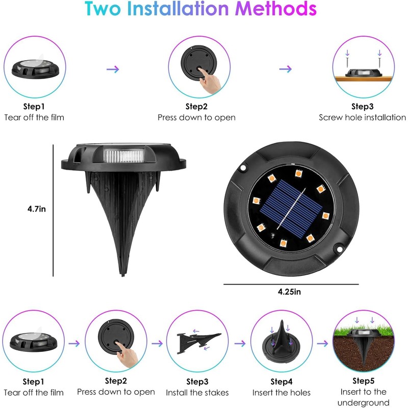 Fohil 12 Pack Solar Ground Lights Outdoor,12 LEDs Solar Disk