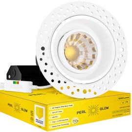 Perlglow 3 inch Gimbal Trimless White Round Downlight Luminaire, High Output, LED Recessed Light Fixtures Dimmable 12W=120W, 1000 Lumens, 60° Beam Angle, 5CCT Selectable 2700K|3000K|3500K|4100K|5000K