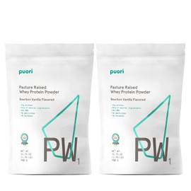 Puori Whey Protein Powder, Bourbon Vanilla - PW1 Pasture-Raised, Grass-Fed Whey Protein Powder Drink Mix containing BCAA Amino Acids - Post-Workout Supplement for Muscle Gain & Recovery - 60 Servings