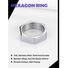 Stainless Steel Hexagon Geometric Ring for Men Women