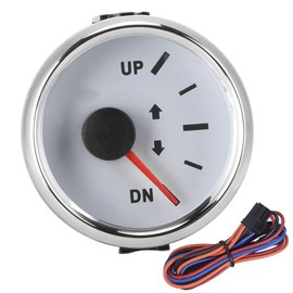 Boat Trim Gauge-Boat Trim Gauge - Boat Trim Gauge,52mm/2in UP-DN Boat Trim Gauge 0-190ohm Trim Tilt Indicator Red Backlight (White Dial Silver Frame)