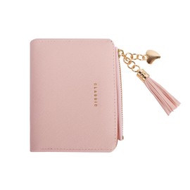 Moorle Women's Small Purse, Women's Coin Compartment, Leather Purse, Mini Purse with RFID Protection, Credit Cards for Women, Pink (pink 2), Classic