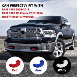 TECHPICCO - Ganchos de remolque, cubiertas de enganche delanteras, personalizables, compatibles con Dodge RAM 1500 2009-2018/RAM 1500 DS Classic 2019-2024 (no compatible con Rebel & Warlock) | (rojo)