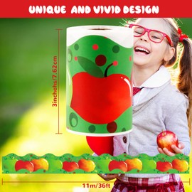 Apples Scalloped Bulletin Board Stickers Border Watercolor Fruit Die-Cut Border Trim Classroom Wall Decorations Paper Cutouts for Back to School, First Day of School 36ft