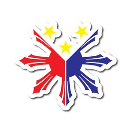 Yoonek Graphics Philippines Flag Filipino Decal Sticker for Car Window, Laptop and More # 958 (8" x 8.8", Red-Blue-Yellow)
