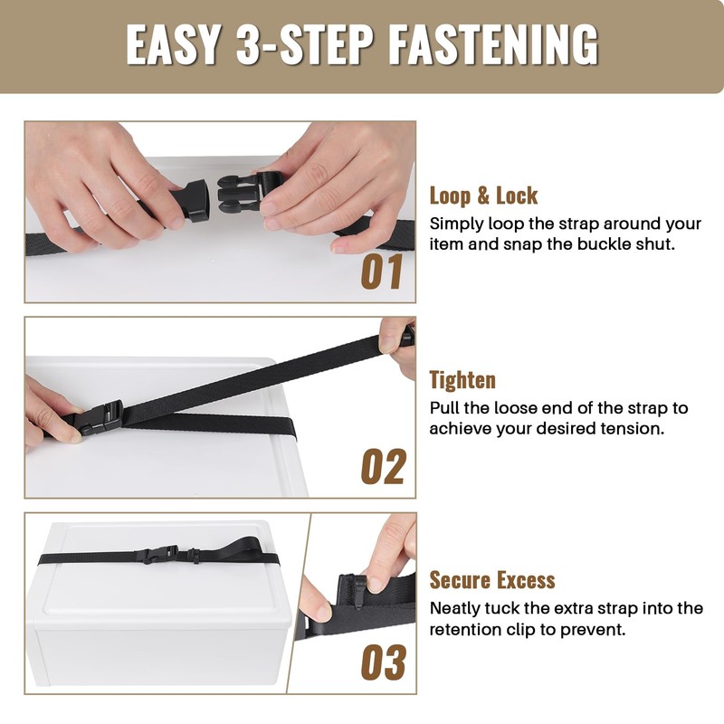 0.75”x48” Utility Straps with Buckle Quick Release Buckle Straps with