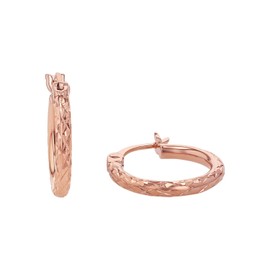 Amor 2017384 Women's Creole Earrings 925 Sterling Silver 1.7 cm Rose Coloured Comes in Jewellery Gift Box, Silver, None