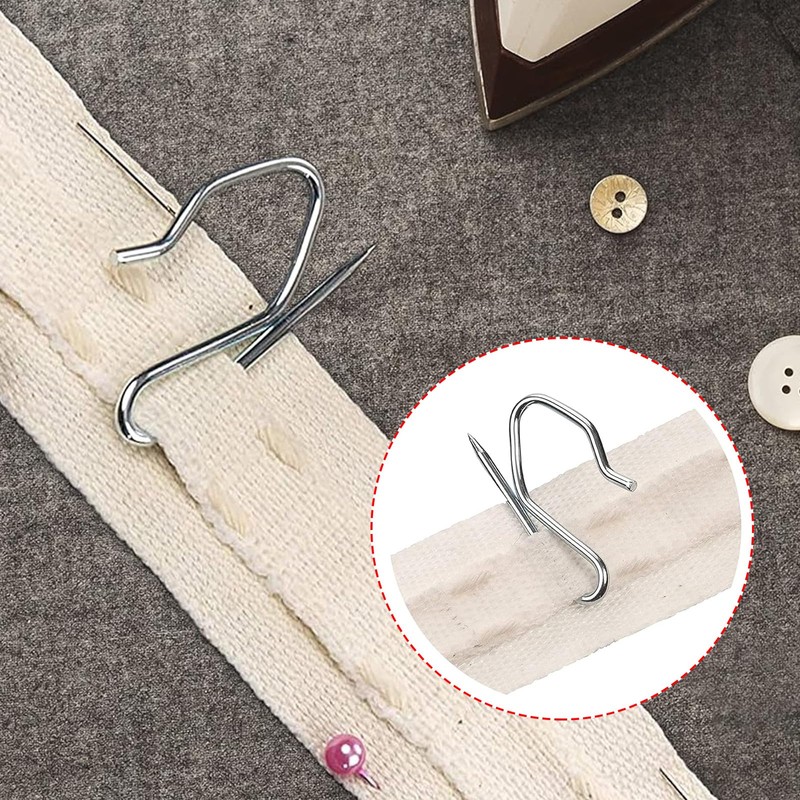 Heavy Duty Zinc Metal Drapery Pin Hooks Pack of 100