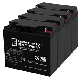 Mighty Max Battery ML18-12 - 12V 18AH Sealed Lead Acid Battery with Nut and Bolt Terminals - 4 Pack