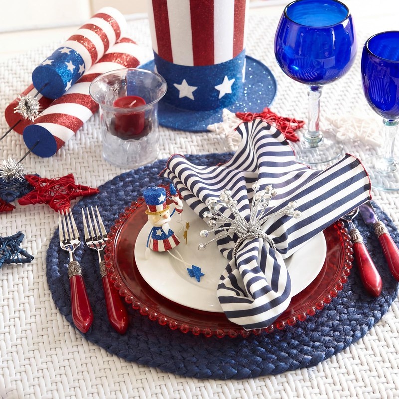 CHENGU 6 Pcs 4th of July Charger Plates Patriotic Charger