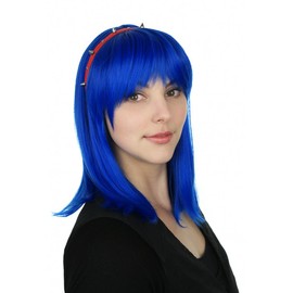 Prettyland King-Blue matt Natural static-free Mid-Length Straight Heat-Resistant Wig with Bangs for Daily Life C787