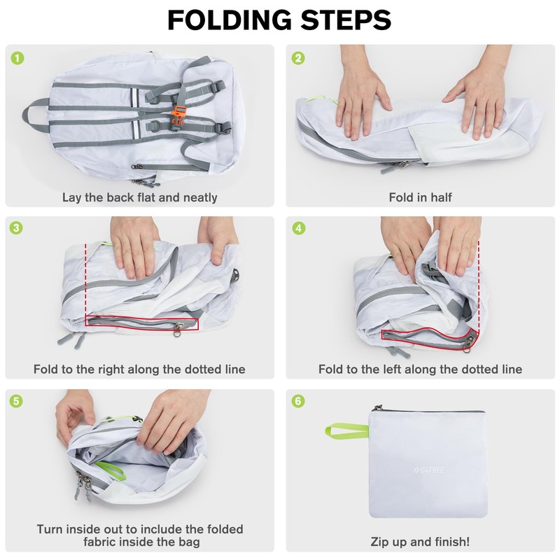 G4Free Foldable Lightweight Backpack 25L Unisex Daypack Small Travel Backpack