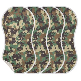 JHKKU Muslin Burp Cloths for Baby Boys and Girls - 4-Pack Ultra Absorbent Camo Muslin Washcloths, Newborn Towel, Milk Spit Up Rags, Burp Cloth Bib for Unisex, 22 x 11 Inch