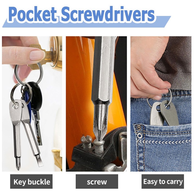 Mesee 8 Pieces Pocket Keychain Screwdrivers, Key Chain Flathead &