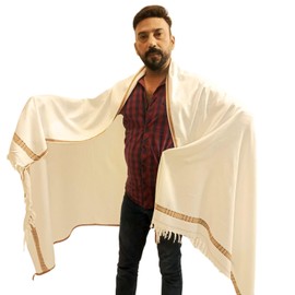 SHOPUKASA Men’s Shawl Winter Mens Scarf Shemagh Cashmere Feel Scarves Warm Soft Fashion Scarf Gifts for Men (White)
