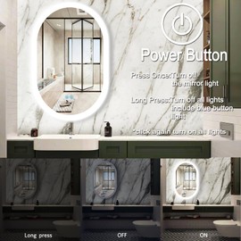 THEKLA 24 x 32 Inch Oval Lighted Mirror Frameless Backlit Oval Light up Mirror for Bathroom Wall LED Oval Vanity Mirror with Lights AntiFog Dimmable 3 Color Bathroom 32 Inch Oval Smart Backlit Mirror