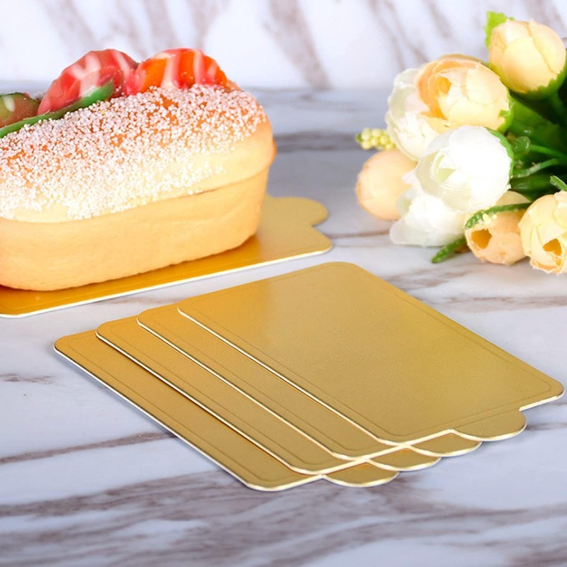 YYaaloa YYaaloa Mini Rectangular Golden Cake Boards Mousse Cupcake Base