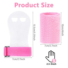 Gymnastics Hand Grips for Girls, 4 Pcs Gymnastics Hand Bar Grips Gloves Wristbands, Pink Gymnastic Hand Grips Palm Protection Accessories, Sweat Band and Wrist Support Set for Exercise Workout