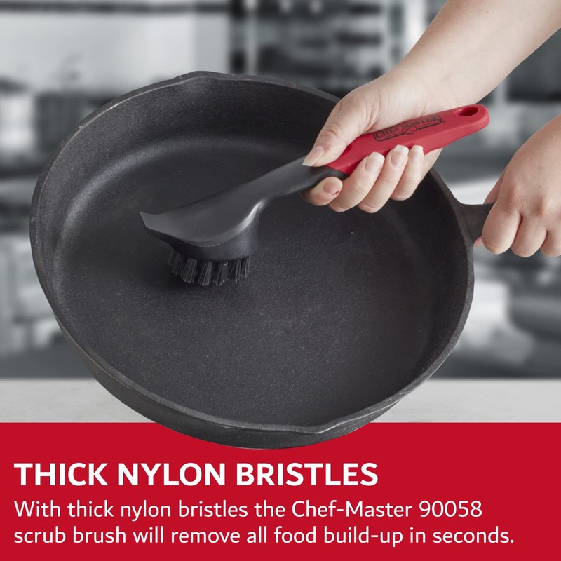 Cast Iron Scrub Brush & Scraper, Dish Scrubber Brush with