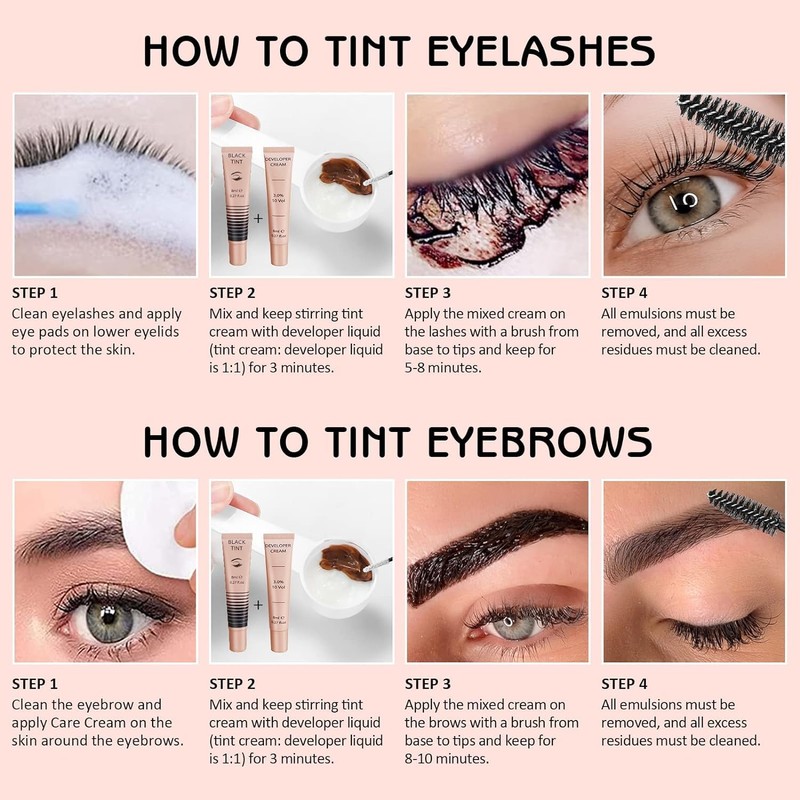 Libeauty Eyelash Dyeing, Eyelash Colour, Black, Eyebrow Colour, Easy to