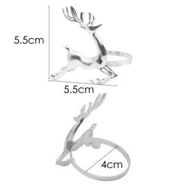 TRIXES Christmas Reindeer Napkin Rings x 8, Reindeer Christmas Table Set, Decorative Ornament, Holiday Dining Room, Accessories, Xmas Set, Christmas Table Decorations